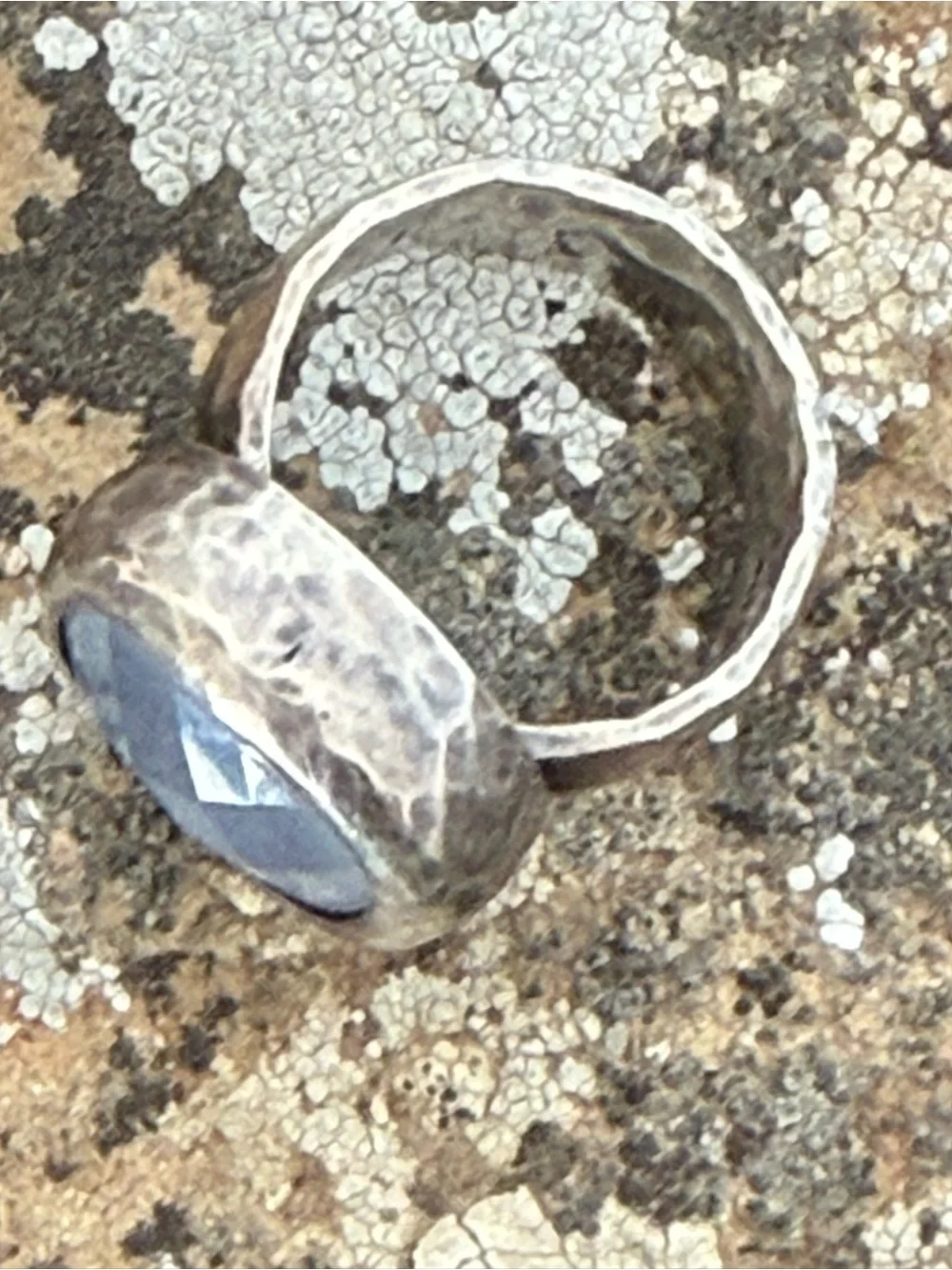 Nava Zahavi hammered silver ring with blue chalcedony stone. New with tags.